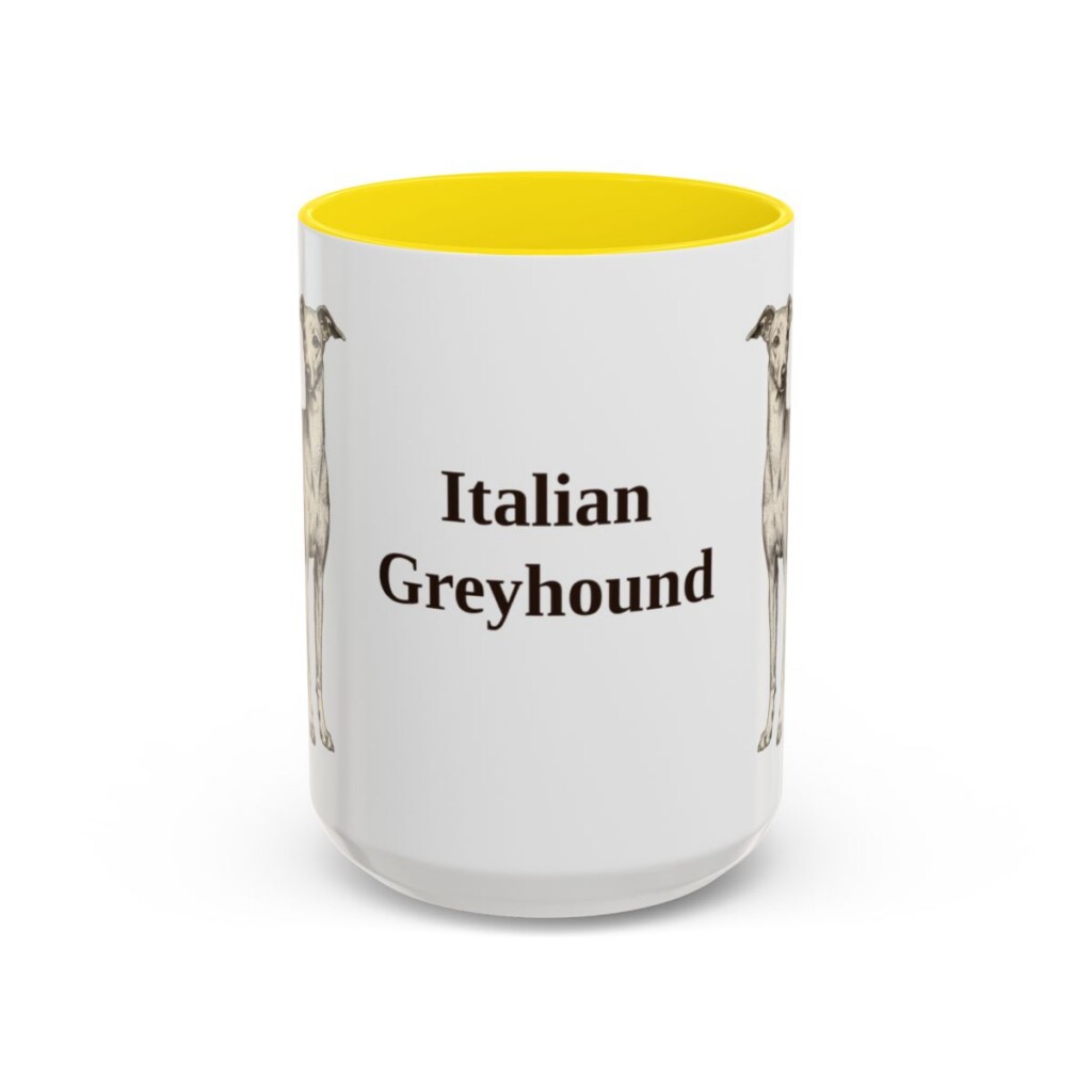 15oz-italian-greyhound-mug-yellow 15oz Italian Greyhound Mug, Yellow, front view