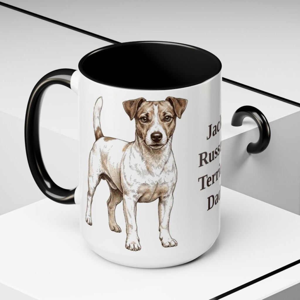15oz Jack Russell Terrier Dog Dad Mug, Black, lifestyle photo
