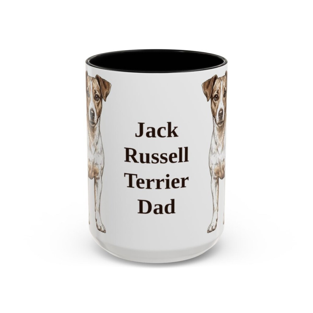 15oz Jack Russell Terrier Dog Dad Mug, Black, front view