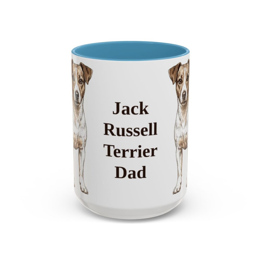 15oz Jack Russell Terrier Dog Dad Mug, Light Blue, front view