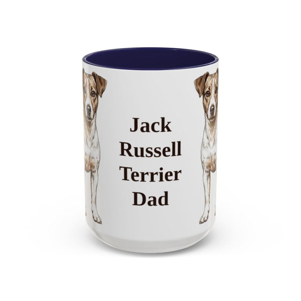 15oz Jack Russell Terrier Dog Dad Mug, Navy, front view