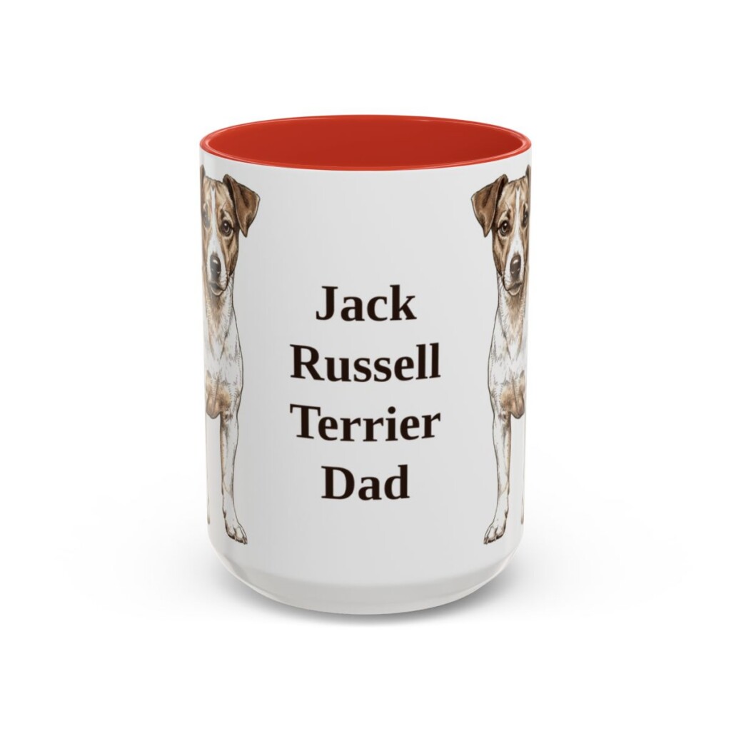 15oz Jack Russell Terrier Dog Dad Mug, Red, front view