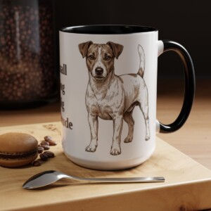 15oz Funny Jack Russell Terrier Mug, Black, lifestyle photo