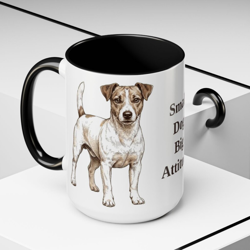15oz Funny Jack Russell Terrier Mug, Black, lifestyle photo