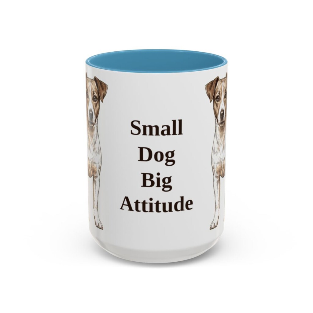 15oz Funny Jack Russell Terrier Mug, Light Blue, front view