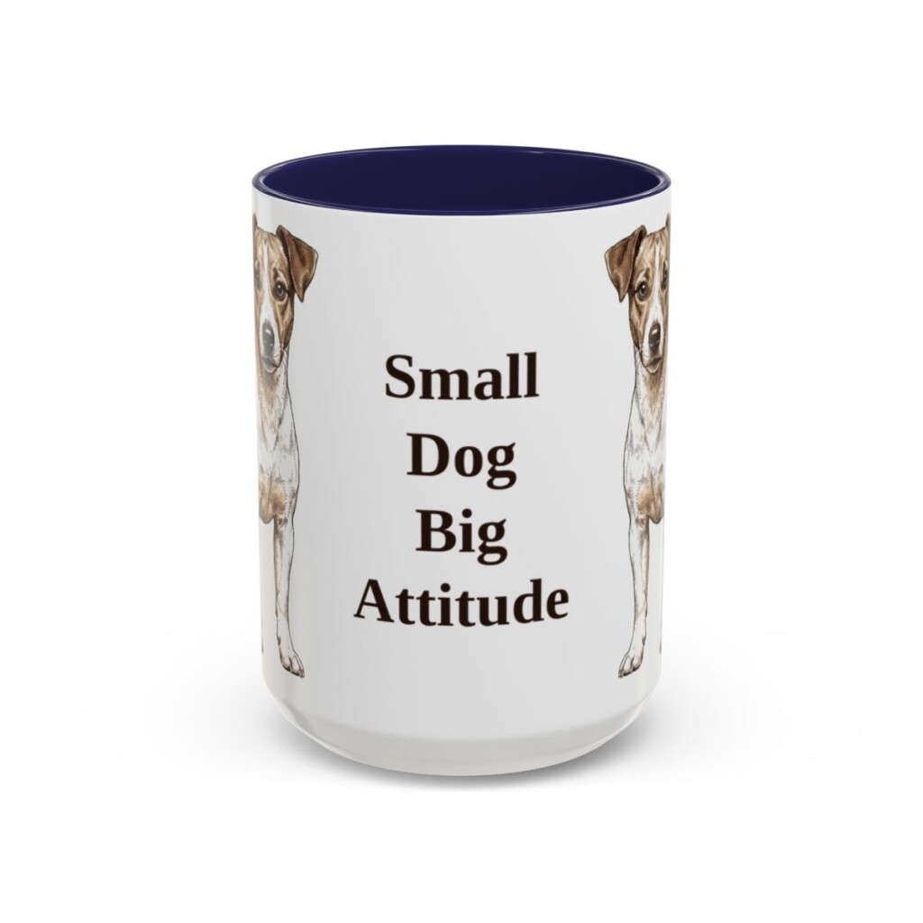 15oz Funny Jack Russell Terrier Mug, Navy, front view