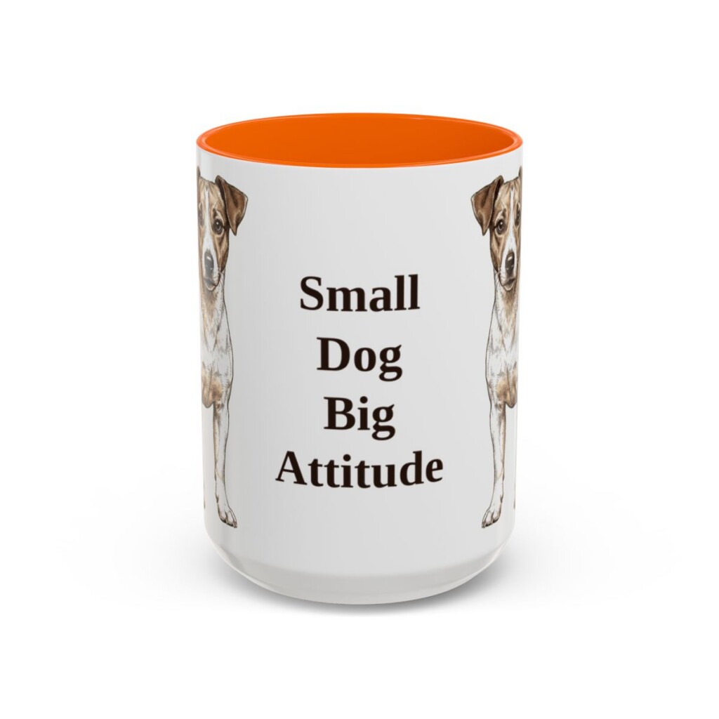 15oz Funny Jack Russell Terrier Mug, Orange, front view