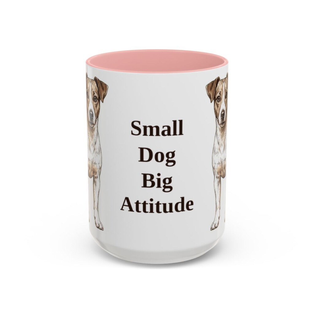 15oz Funny Jack Russell Terrier Mug, Pink, front view