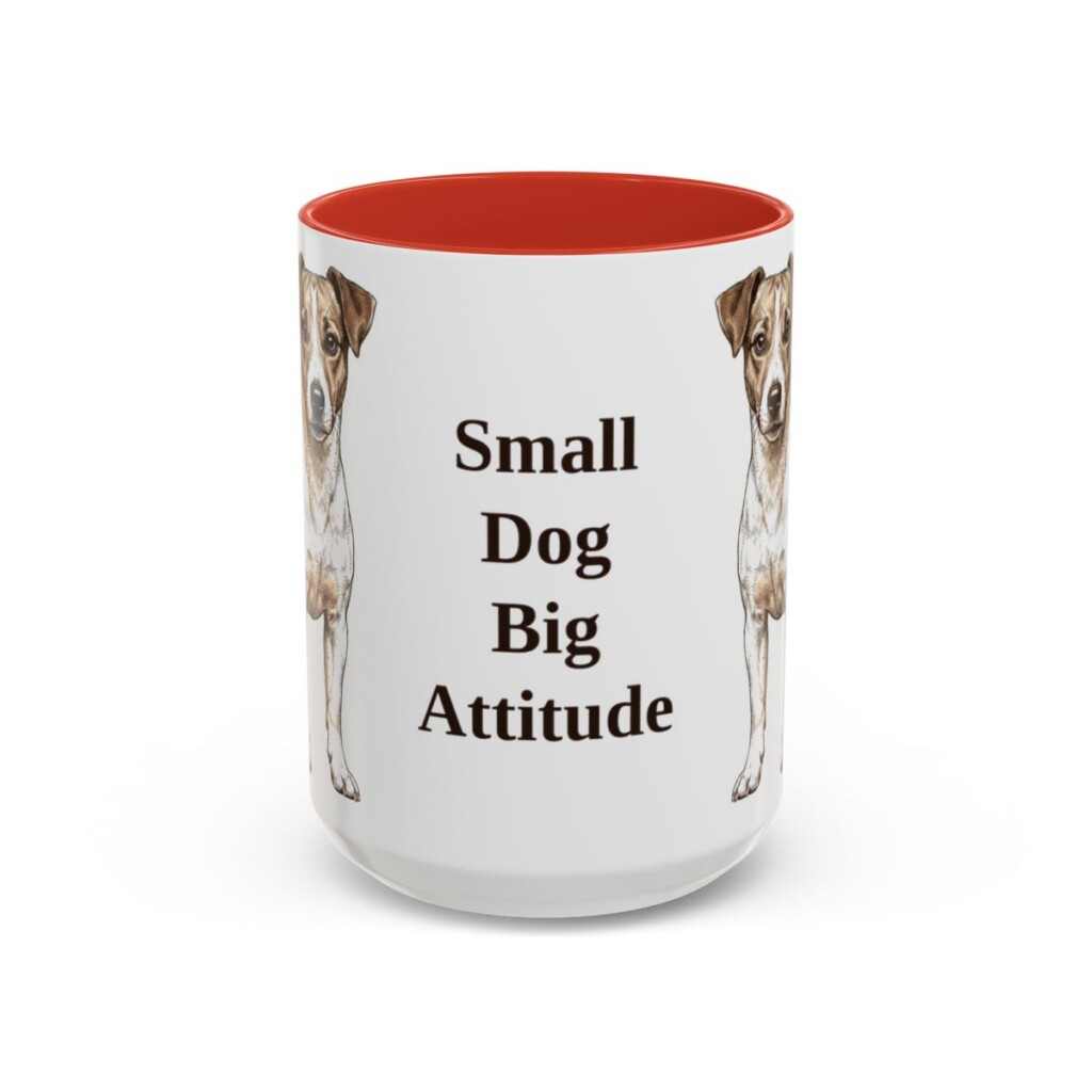 15oz Funny Jack Russell Terrier Mug, Red, front view