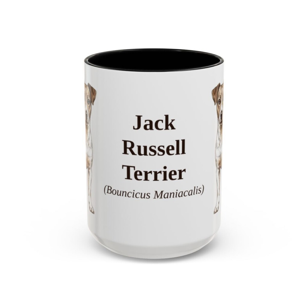 15oz Jack Russell Terrier Latin Mug, Black, front view