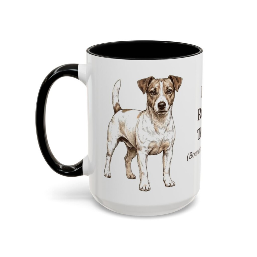 15oz Jack Russell Terrier Latin Mug, Black, left side view