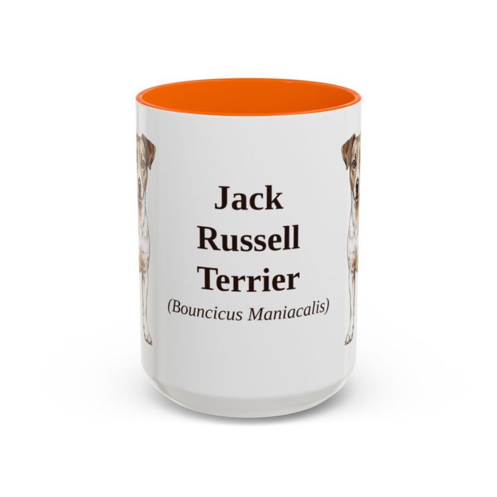 15oz Jack Russell Terrier Latin Mug, Orange, front view