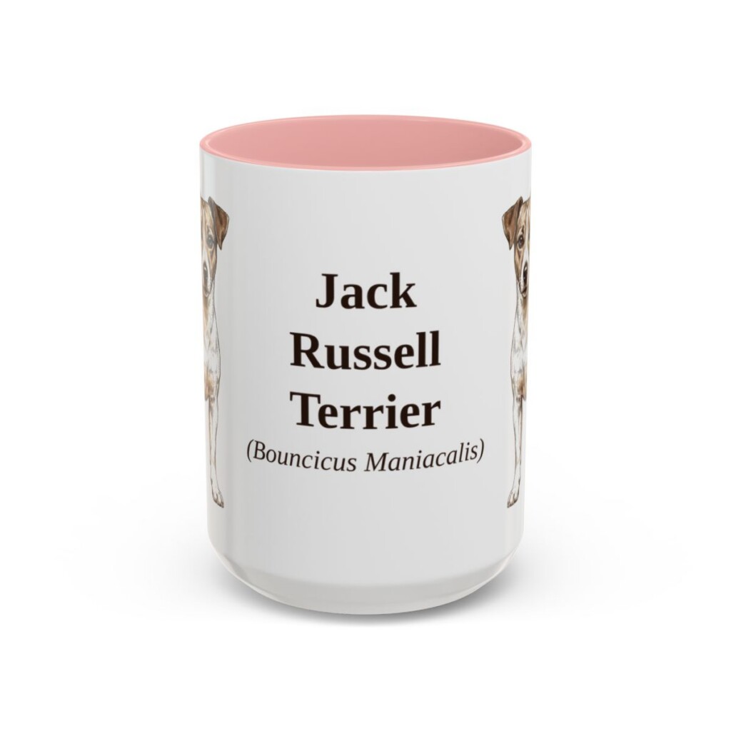 15oz Jack Russell Terrier Latin Mug, Pink, front view