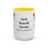 15oz Jack Russell Terrier Latin Mug, Yellow, front view