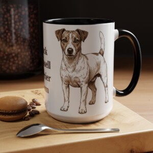 15oz Jack Russell Terrier Dog Mom Mug, Black, lifestyle photo