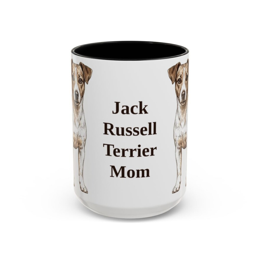 15oz Jack Russell Terrier Dog Mom Mug, Black, front view