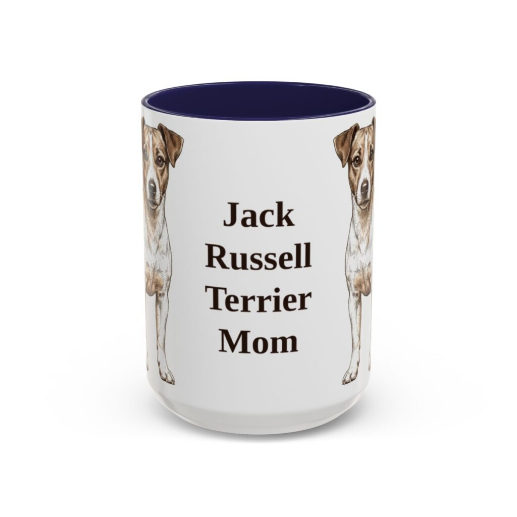 15oz Jack Russell Terrier Dog Mom Mug, Navy, front view