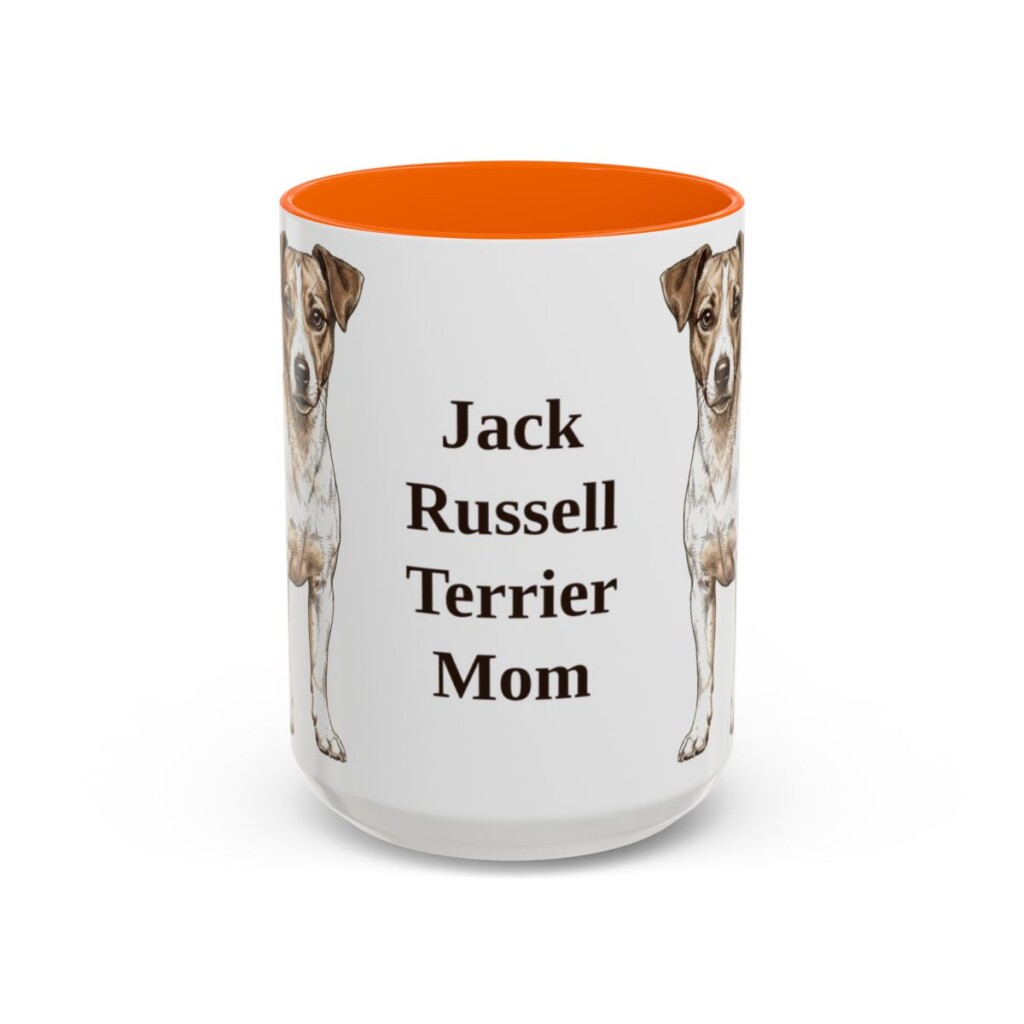 15oz Jack Russell Terrier Dog Mom Mug, Orange, front view