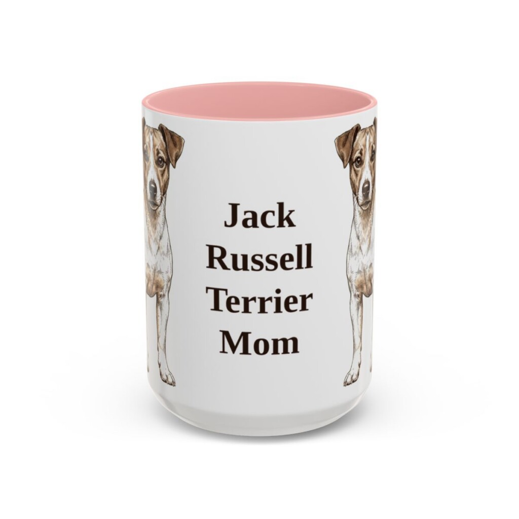 15oz Jack Russell Terrier Dog Mom Mug, Pink, front view