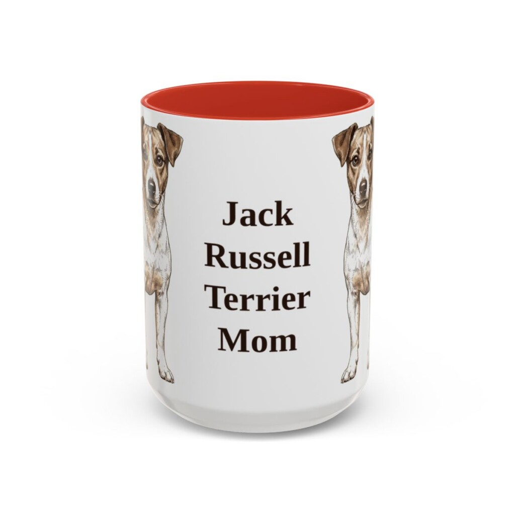 15oz Jack Russell Terrier Dog Mom Mug, Red, front view