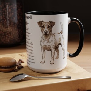15oz Jack Russell Terrier Mug, Black, lifestyle photo