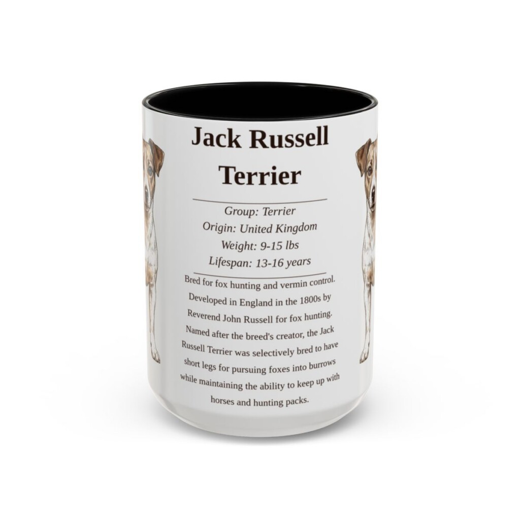 15oz Jack Russell Terrier Mug, Black, front view