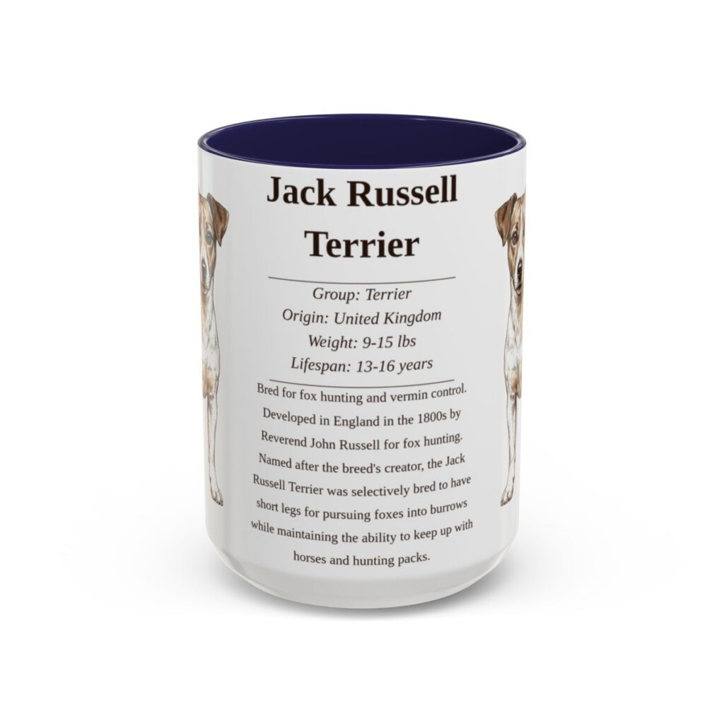 15oz Jack Russell Terrier Mug, Navy, front view