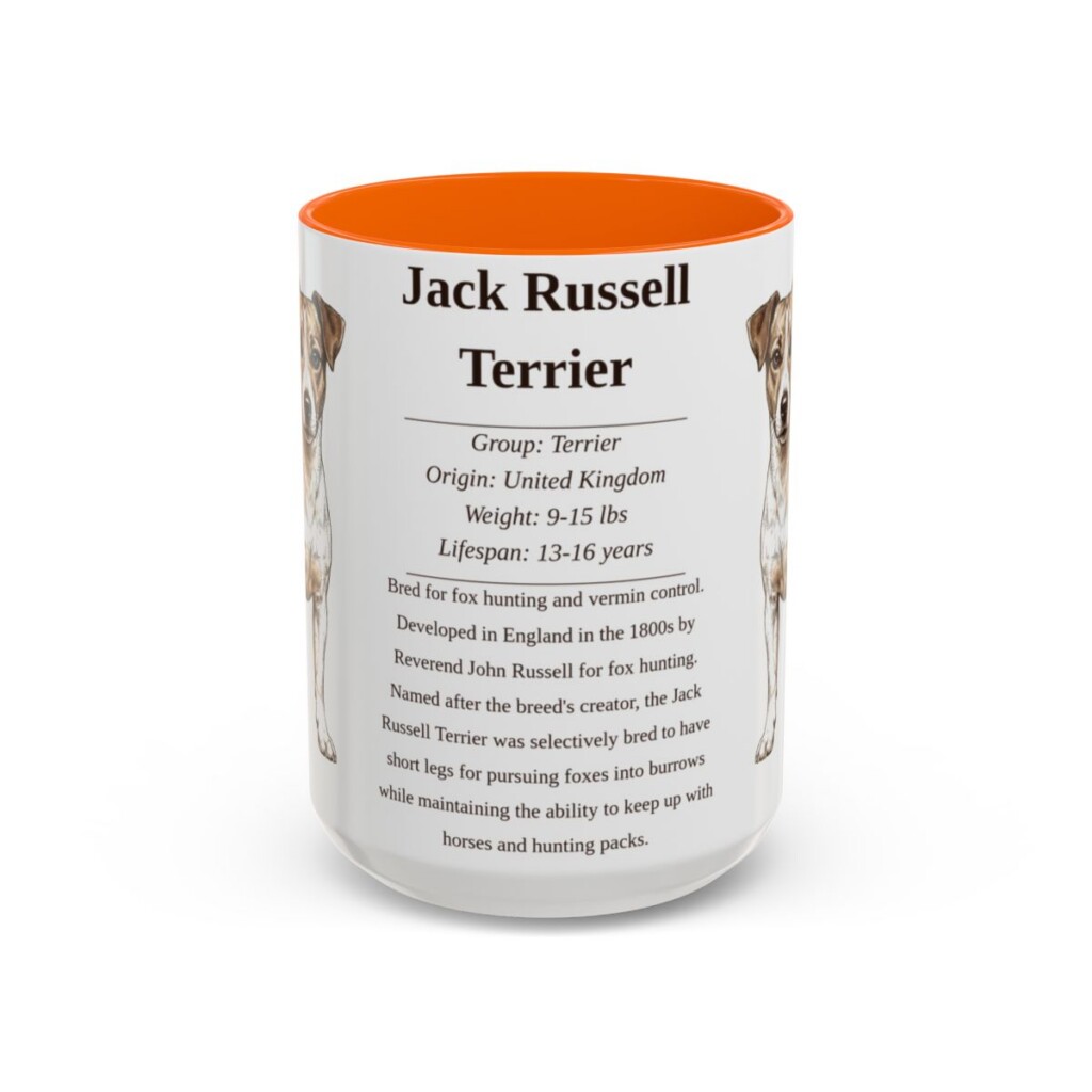 15oz Jack Russell Terrier Mug, Orange, front view