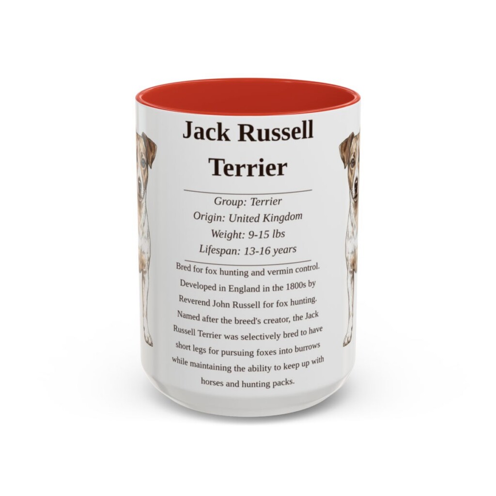 15oz Jack Russell Terrier Mug, Red, front view