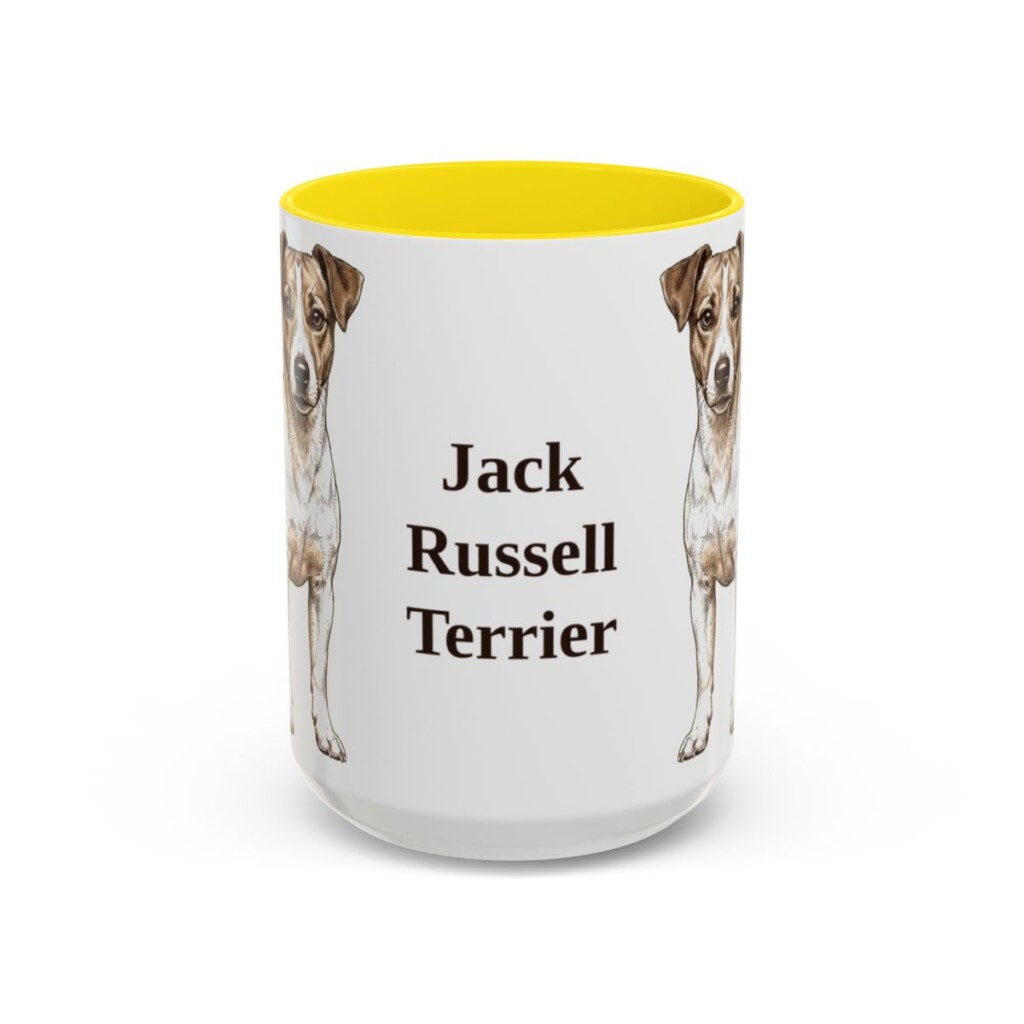 15oz-jack-russell-terrier-mug-yellow 15oz Jack Russell Terrier Mug, Yellow, front view