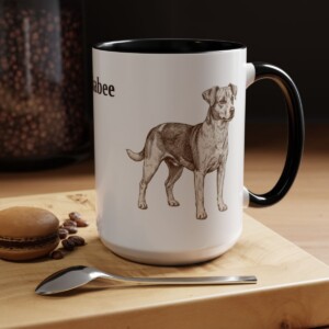 15oz Jackabee Mug, Black, lifestyle photo