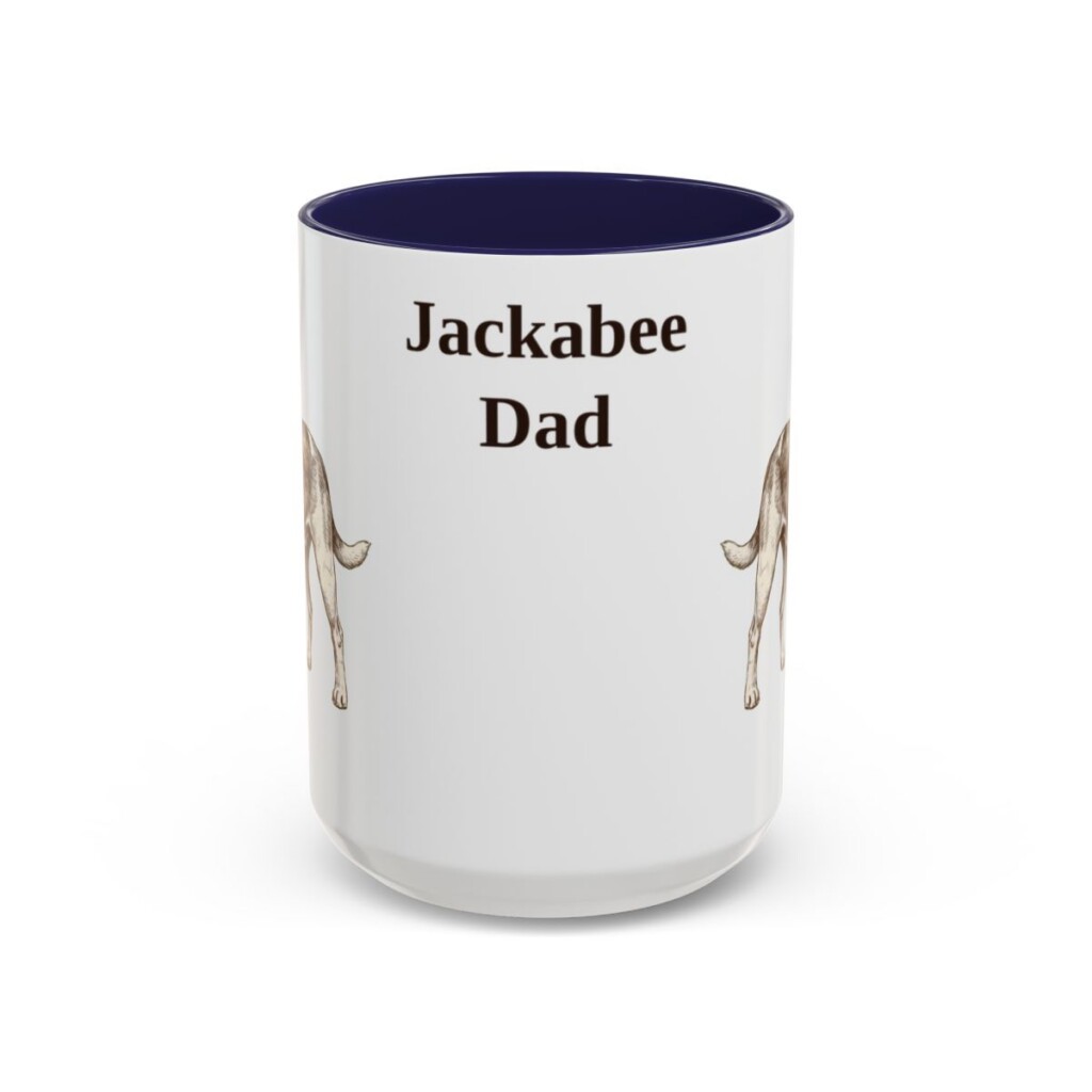 15oz Jackabee Dog Dad Mug, Navy, front view
