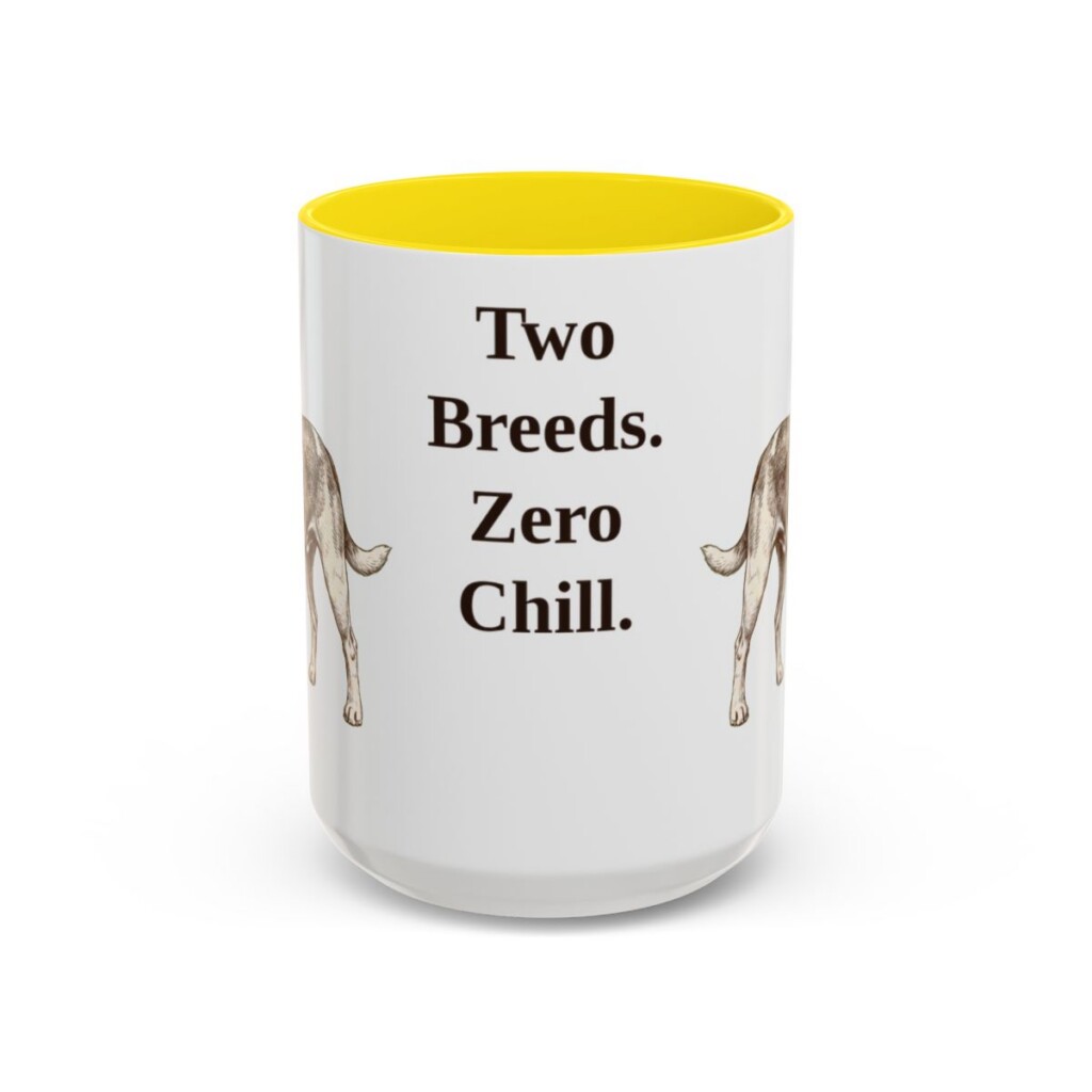 15oz Funny Jackabee Mug, Yellow, front view
