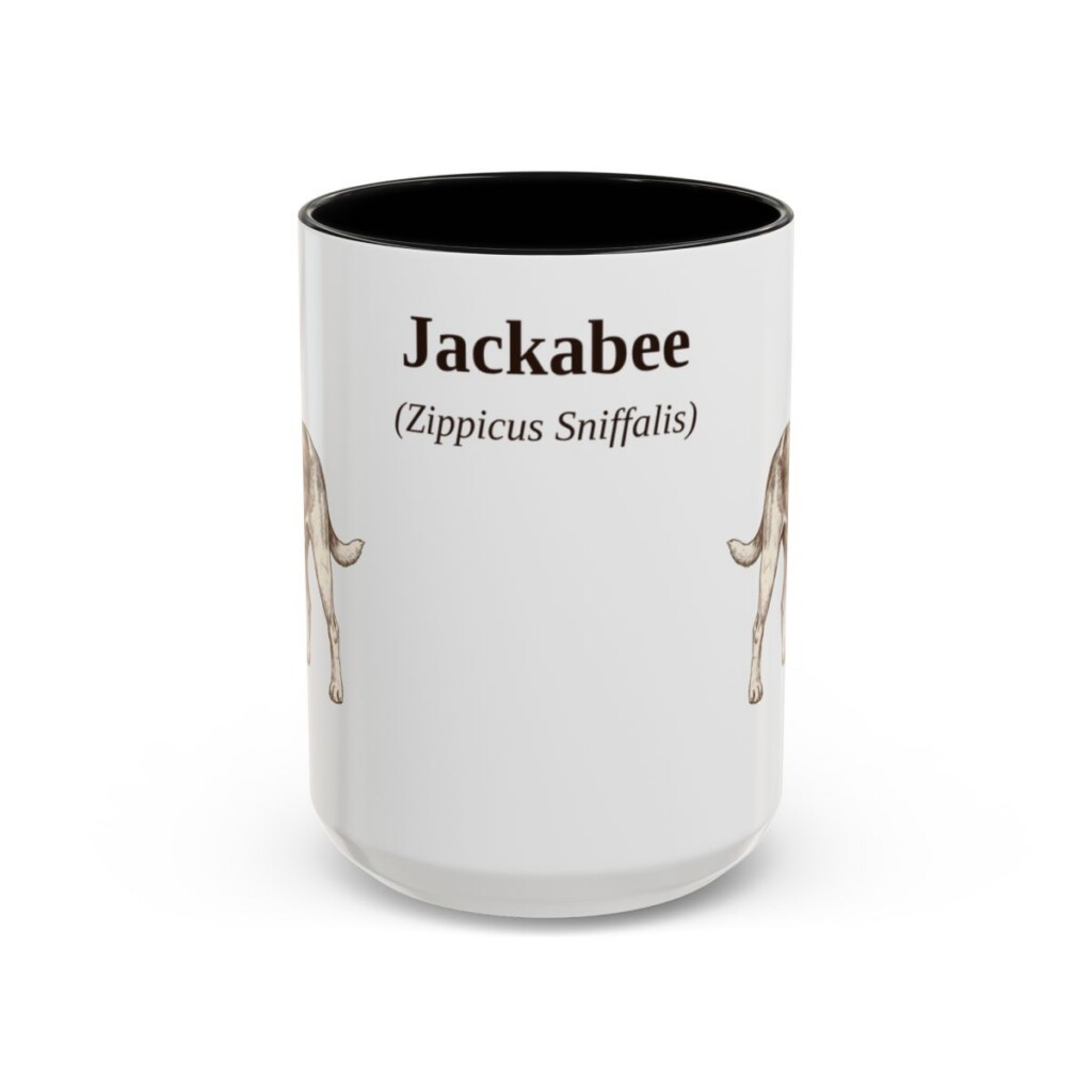 15oz Jackabee Latin Mug, Black, front view