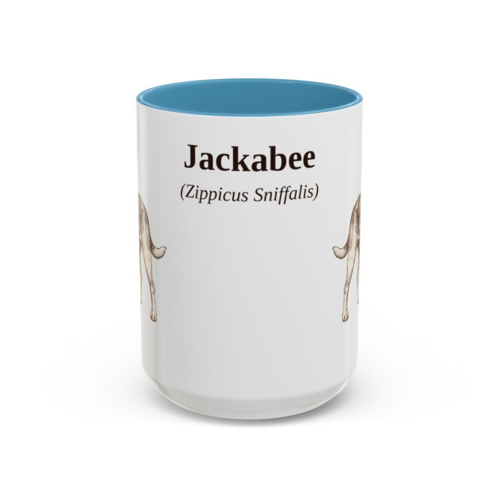 15oz Jackabee Latin Mug, Light Blue, front view