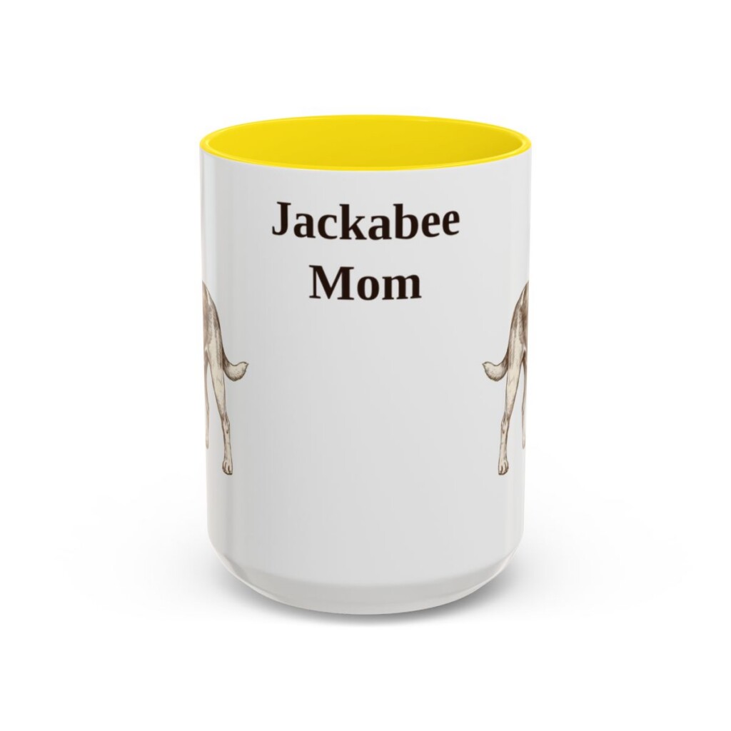 15oz-jackabee-mug-mom-yellow 15oz Jackabee Dog Mom Mug, Yellow, front view