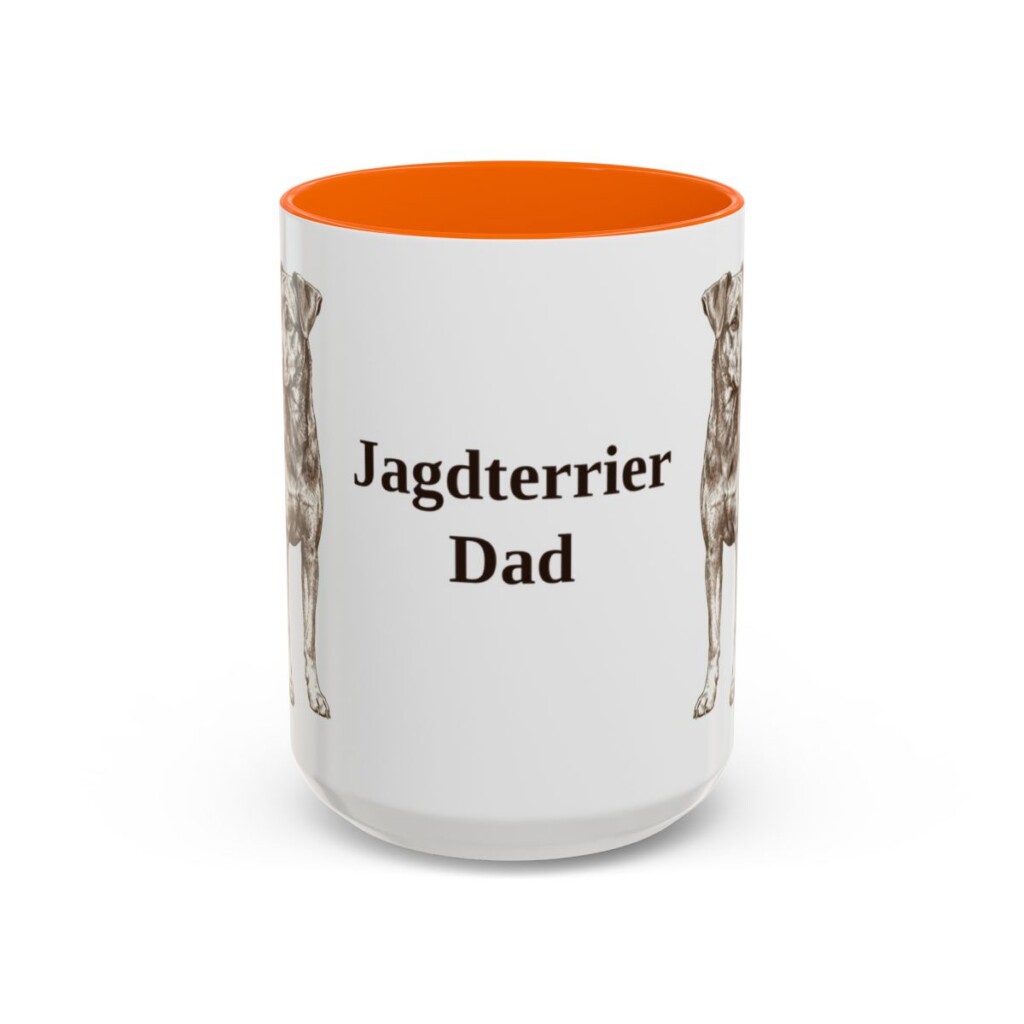 15oz Jagdterrier Dog Dad Mug, Orange, front view