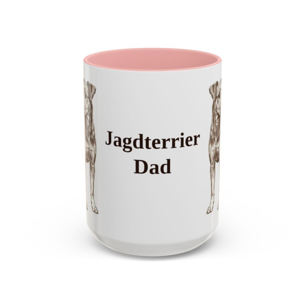 15oz Jagdterrier Dog Dad Mug, Pink, front view