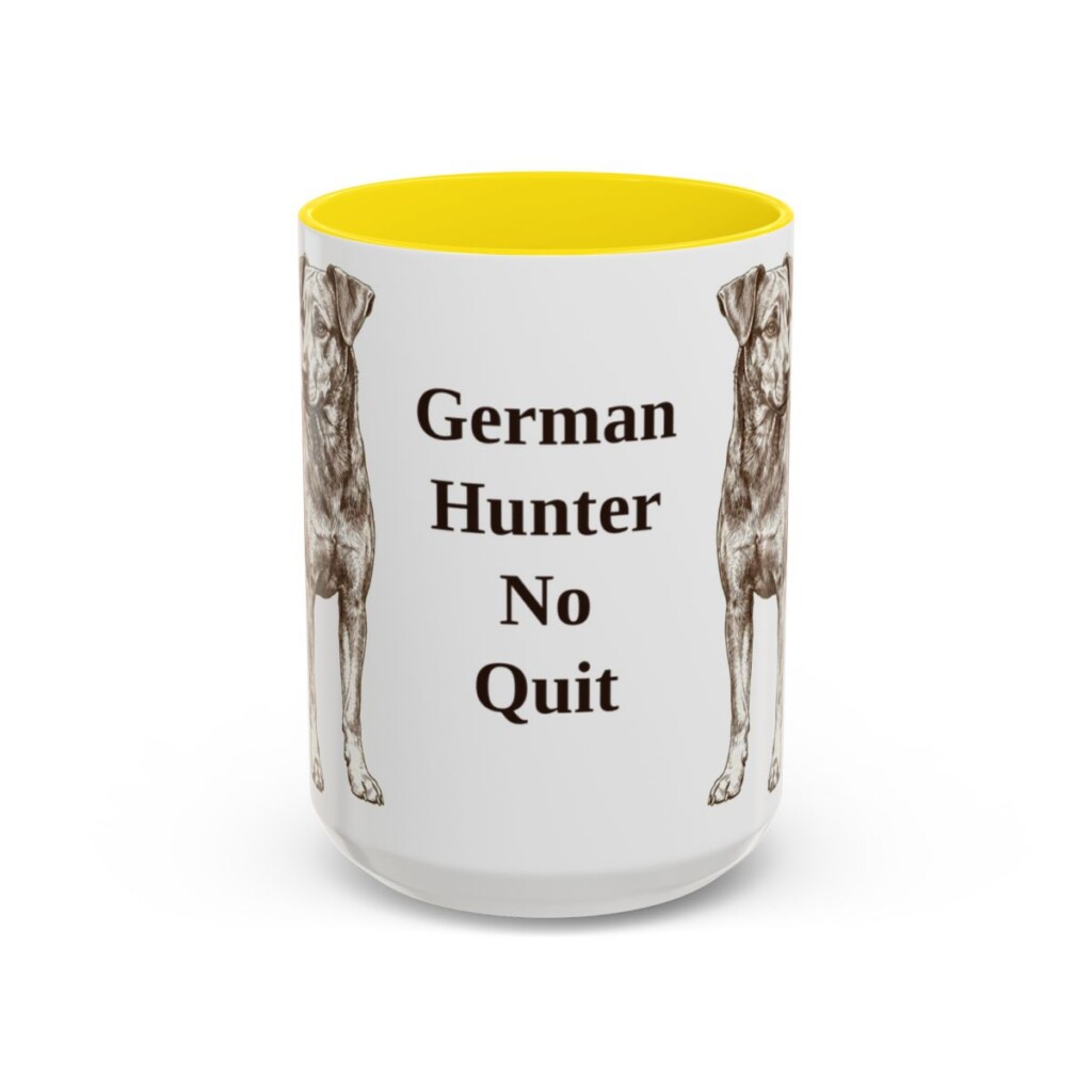 15oz-jagdterrier-mug-humor-yellow 15oz Funny Jagdterrier Mug, Yellow, front view