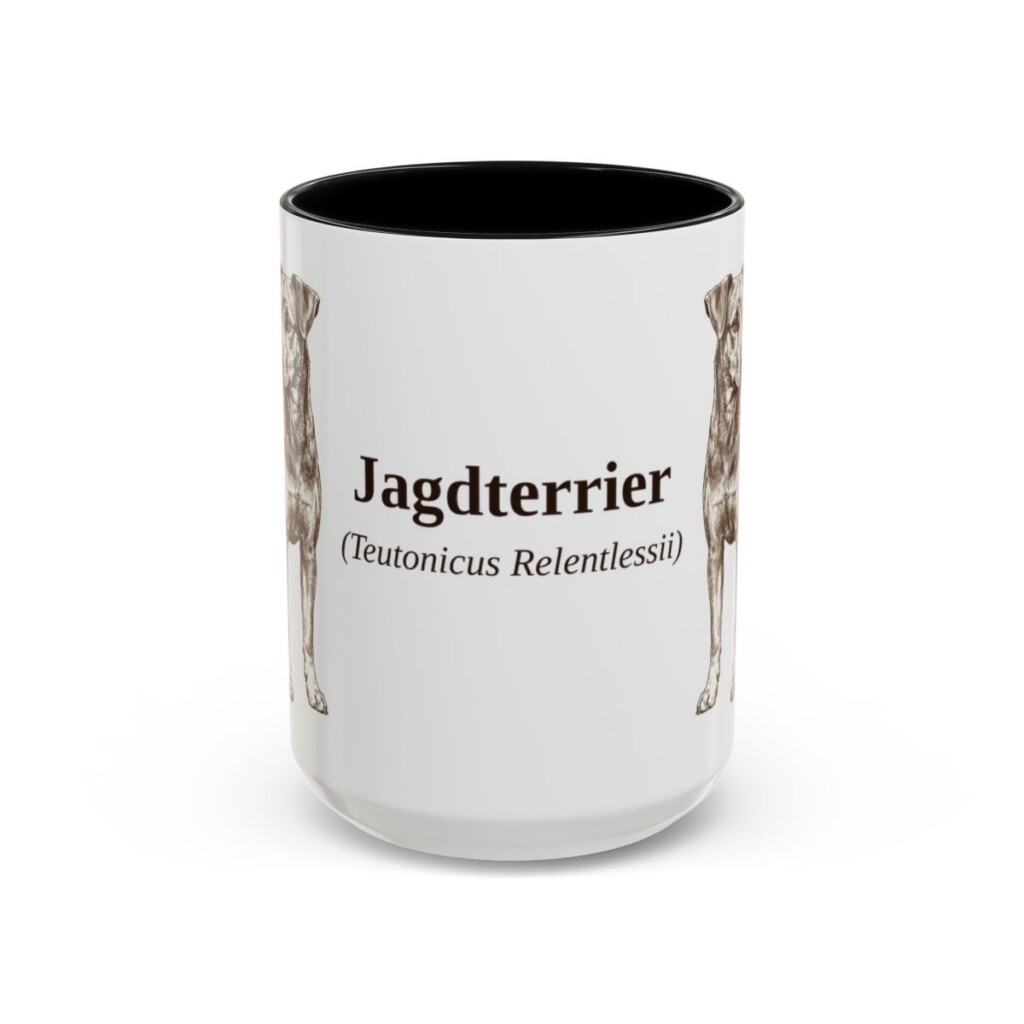 15oz Jagdterrier Latin Mug, Black, front view