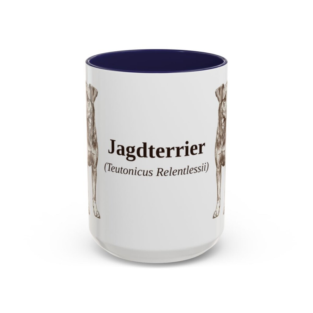 15oz Jagdterrier Latin Mug, Navy, front view