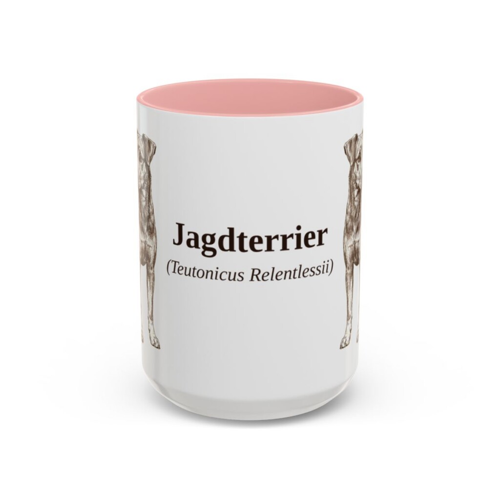 15oz Jagdterrier Latin Mug, Pink, front view
