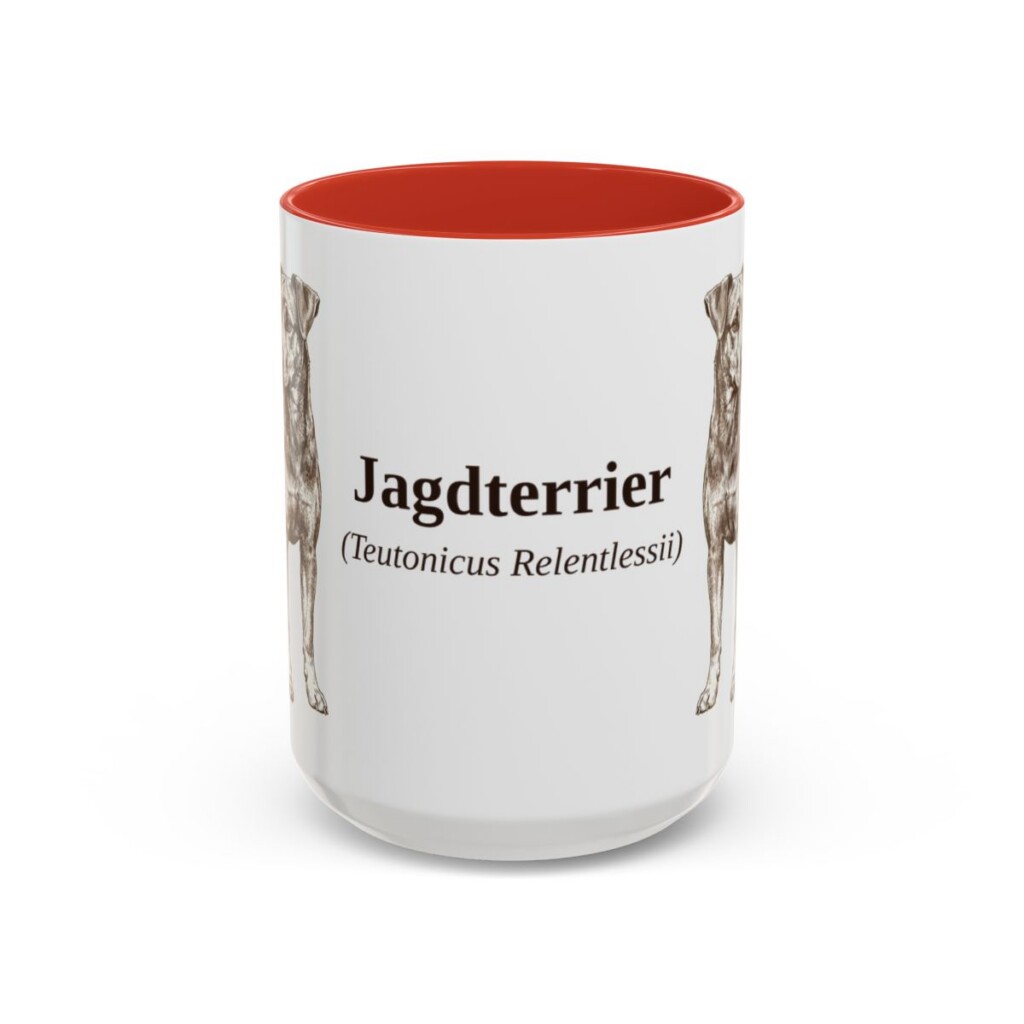 15oz Jagdterrier Latin Mug, Red, front view