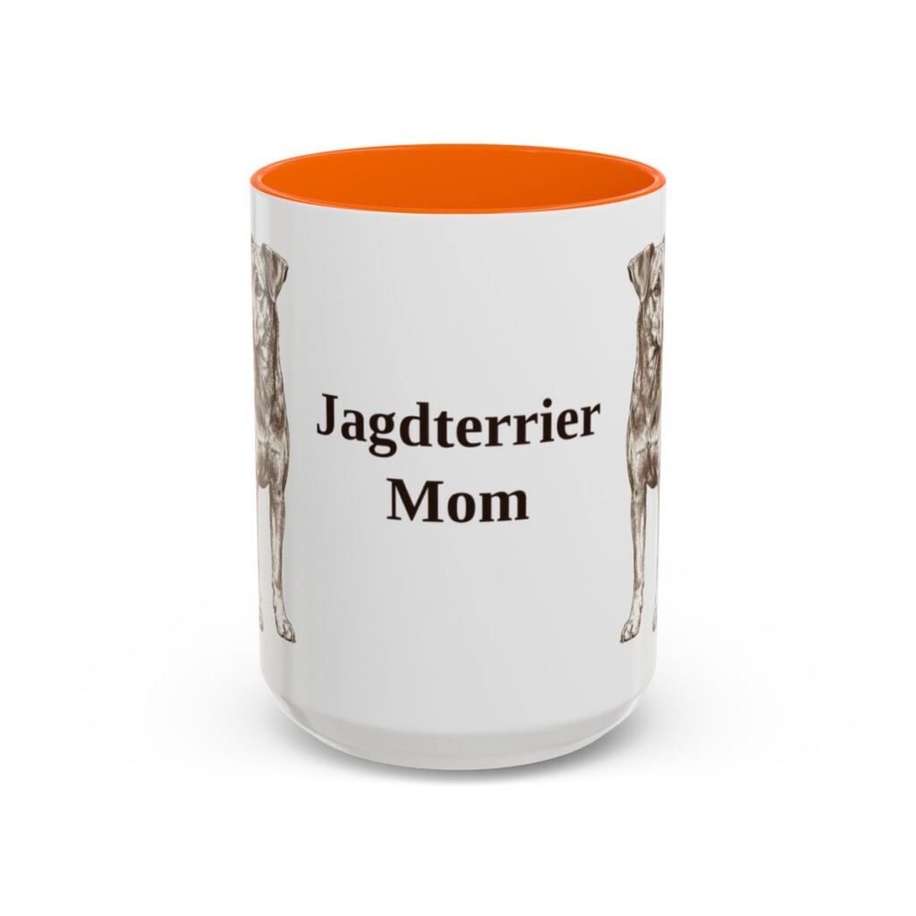 15oz Jagdterrier Dog Mom Mug, Orange, front view