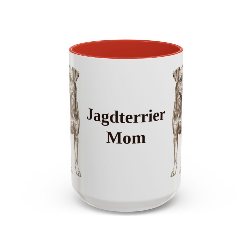 15oz Jagdterrier Dog Mom Mug, Red, front view