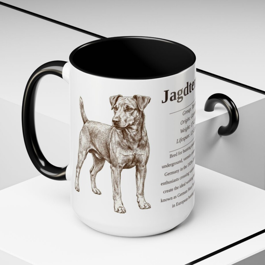 15oz Jagdterrier Mug, Black, lifestyle photo