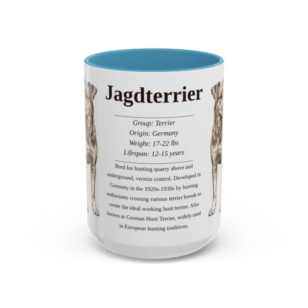 15oz Jagdterrier Mug, Light Blue, front view