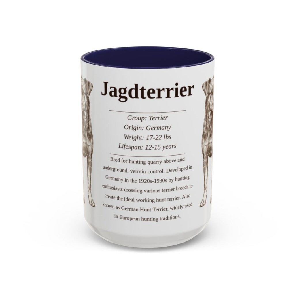 15oz Jagdterrier Mug, Navy, front view