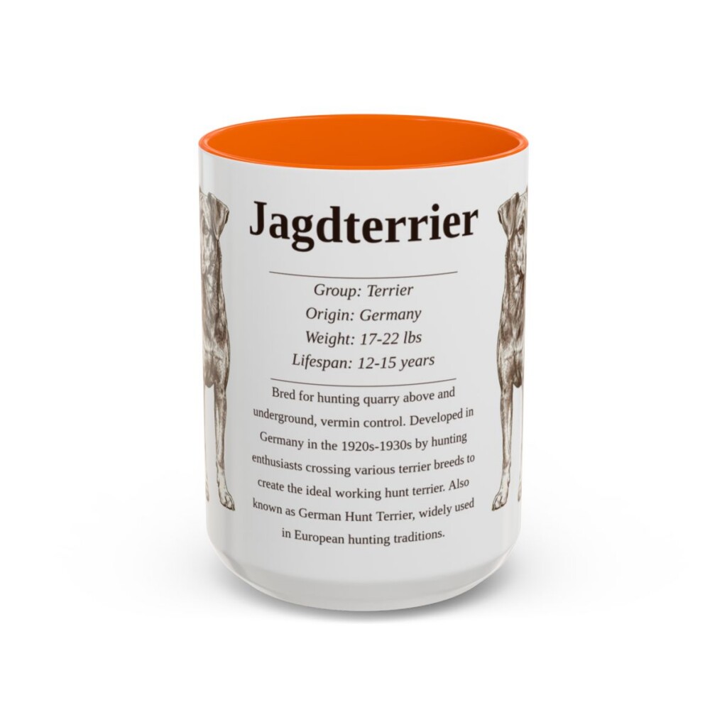 15oz Jagdterrier Mug, Orange, front view