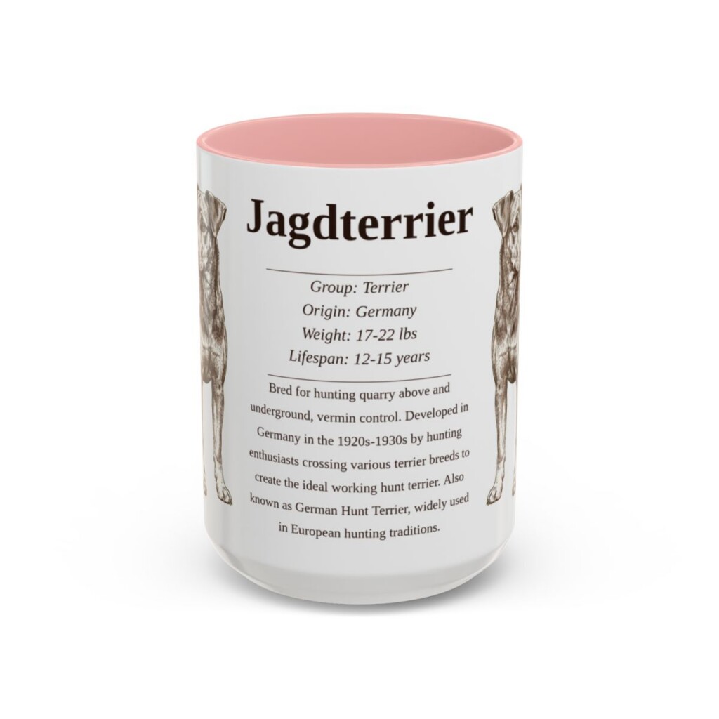 15oz Jagdterrier Mug, Pink, front view